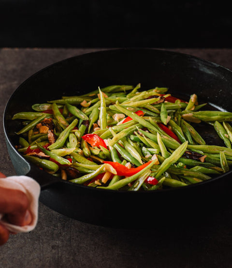 蒜炒香菇四季豆